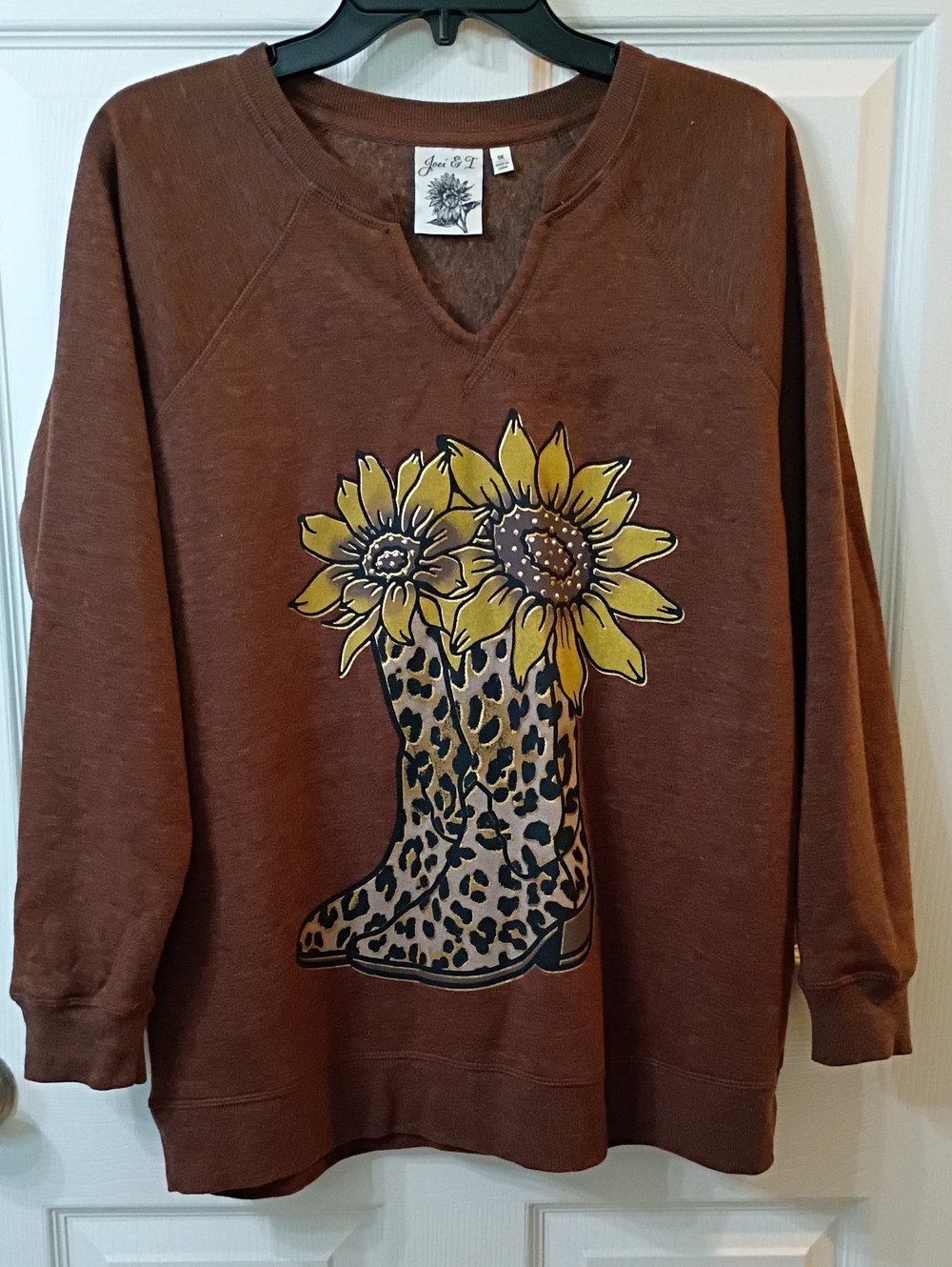 Rust Brown Sunflower Boot Graphic Sweatshirt by Jess & Co